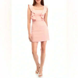 NWT French Connection Whisper Square Neck Ruffle Dress Color True Blossom Sz 12